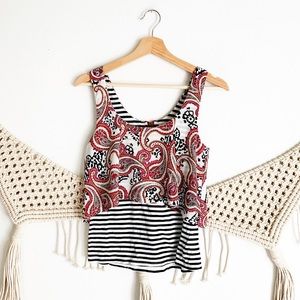 Anthropologie Meadow Rue Paisley & Striped Tank